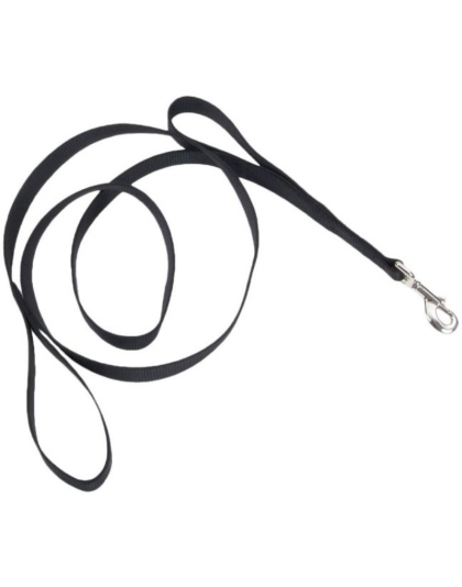 Loops 2 Double Nylon Handle Leash - Black - 6" Long x 1" Wide