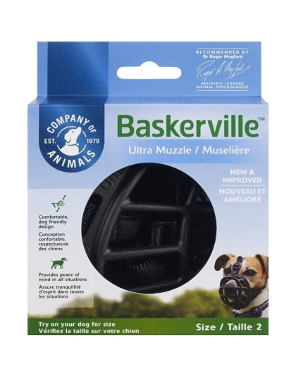 Baskerville Ultra Muzzle for Dogs - Size 2 - Dogs 12-25 lbs - (Nose Circumference 10.5")