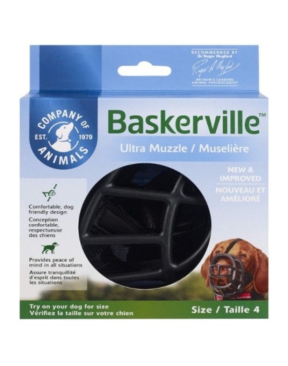 Baskerville Ultra Muzzle for Dogs - Size 4 - Dogs 40-65 lbs - (Nose Circumference 12.3")