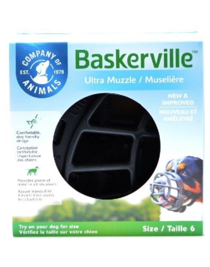 Baskerville Ultra Muzzle for Dogs - Size 6 - Dogs 80-150 lbs - (Nose Circumference 16")