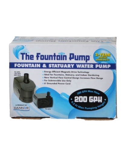 Danner Fountain Pump Magnetic Drive Submersible Pump - SP-200 (200 GPH) with 6' Cord