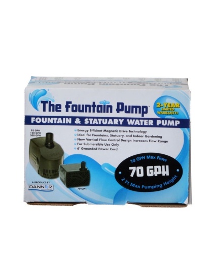 Danner Fountain Pump Magnetic Drive Submersible Pump - SP-70 (70 GPH) with 6' Cord