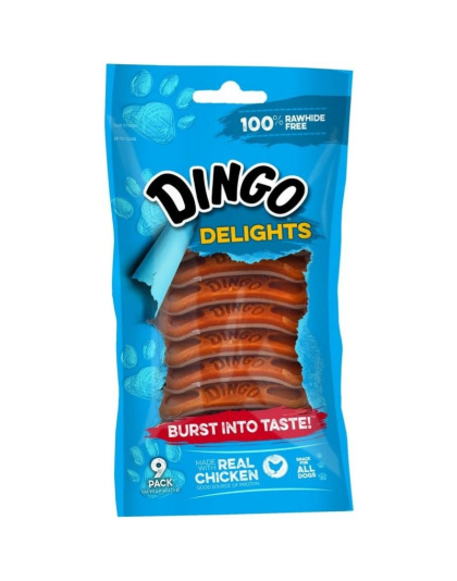 Dingo Delights 100% Rawhide Free Dog Treats with Real Chicken - 9 count
