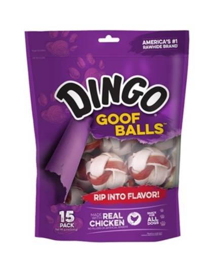 Dingo Goof Balls Chicken & Rawhide Chew - Small - 1"(15 Pack)
