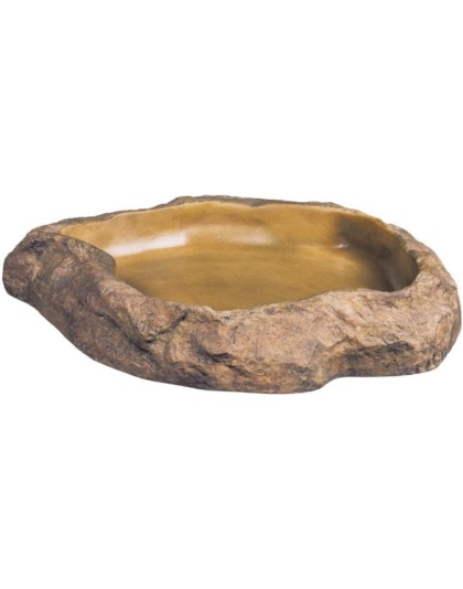 Exo-Terra Granite Rock Reptile Feeding Dish - Large - 8"L x 7"W x 1.5"H