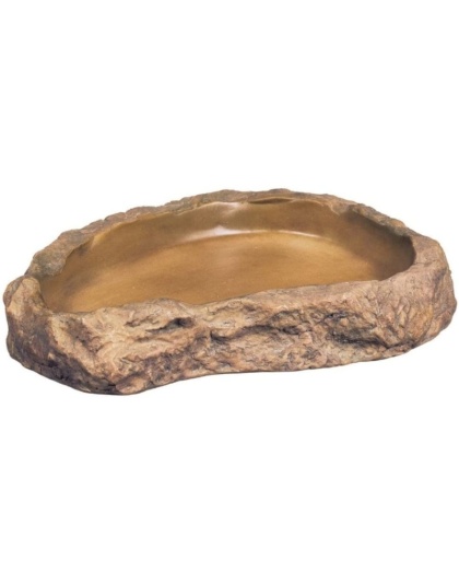 Exo-Terra Granite Rock Reptile Feeding Dish - Medium - 5.25"L x 4.5"W x 1"H