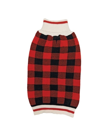 Fashion Pet Plaid Dog Sweater - Red - Medium (14"-19" Neck to Tail)