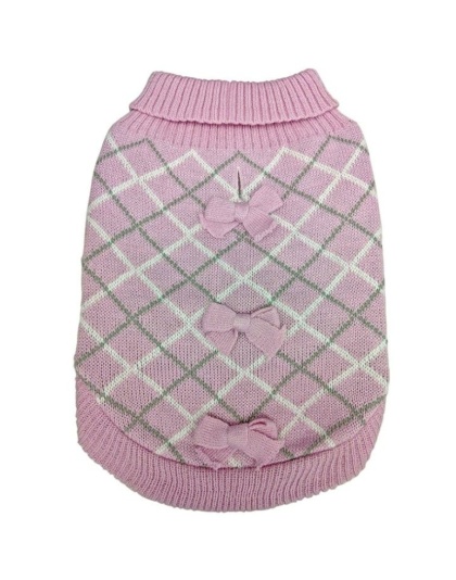 Fashion Pet Pretty in Plaid Dog Sweater Pink - Small