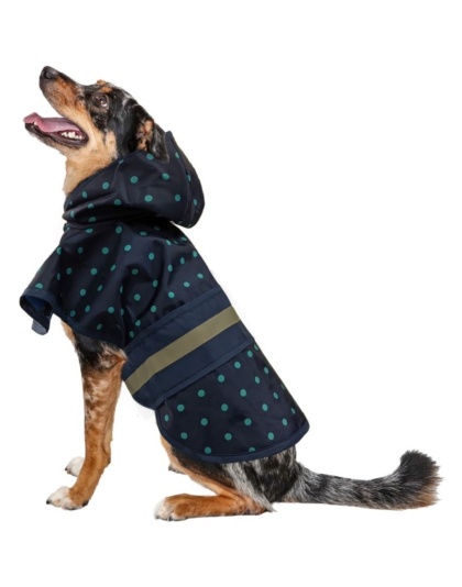 Fashion Pet Polka Dot Dog Raincoat Navy - Large