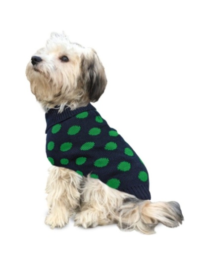 Fashion Pet Contrast Dot Dog Sweater Green - Large