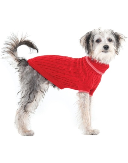 Fashion Pet Cable Knit Dog Sweater - Red - Small (10"-14" From Neck Base to Tail)