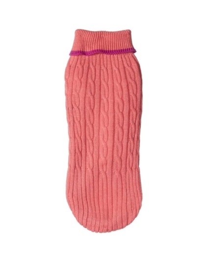 Fashion Pet Cable Knit Dog Sweater - Pink - Medium (14"-19" From Neck Base to Tail)
