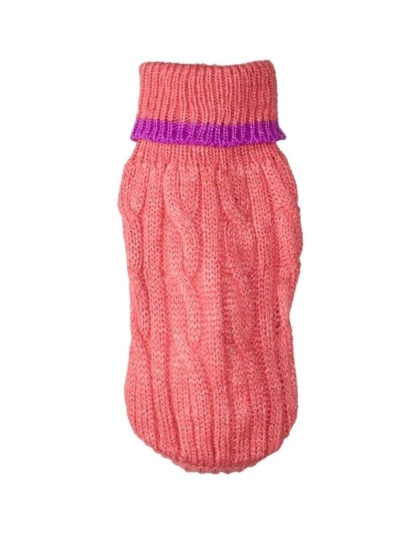 Fashion Pet Cable Knit Dog Sweater - Pink - XX-Small (6"-8" From Neck Base to Tail)