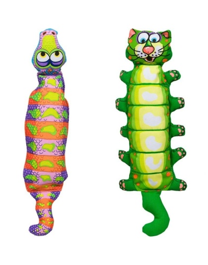 Fat Cat Water Bottle Crunchers Dog Toys - Assorted - 17" Long x 5" Wide