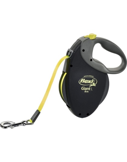Flexi Giant Retractable Tape Dog Leash - Black / Neon - Large - 26' Long Dogs up to 110 lbs