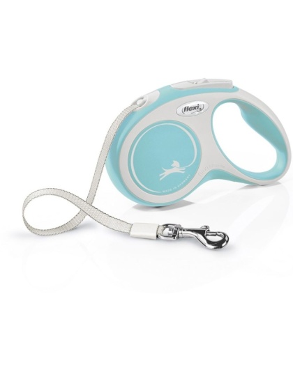 Flexi New Comfort Retractable Tape Leash - Blue - Small - 16' Tape (Pets up to 33 lbs)