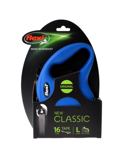 Flexi New Classic Retractable Tape Leash - Blue - Large - 16' Tape (Pets up to 110 lbs)