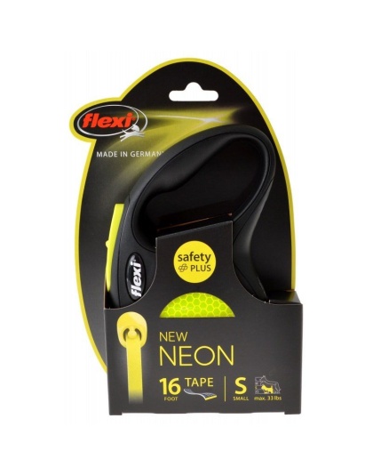 Flexi New Neon Retractable Tape Leash - Small - 16' Tape (Pets up to 33 lbs)