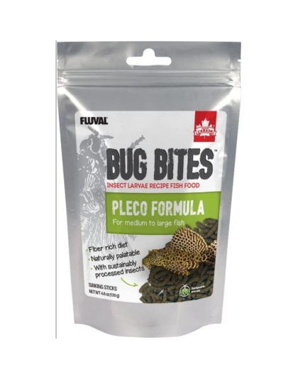Fluval Bug Bites Pleco Formula Sticks for Medium-Large Fish - 4.59 oz