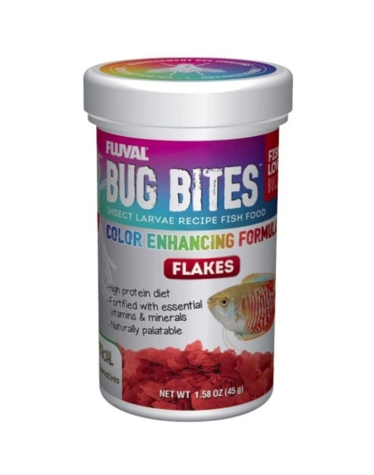 Fluval Bug Bites Insect Larvae Color Enhancing Fish Flake - 1.59 oz