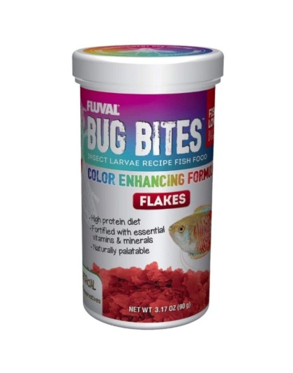 Fluval Bug Bites Insect Larvae Color Enhancing Fish Flake - 3.17 oz