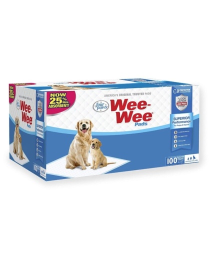 Four Paws Wee Wee Pads Original - 100 Pack - Box (22" Long x 23" Wide)