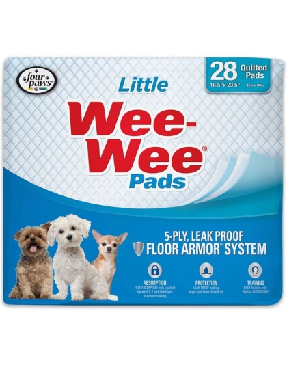 Four Paws Wee Wee Pads for Little Dogs - 28 Pack (22" Long x 23" Wide)