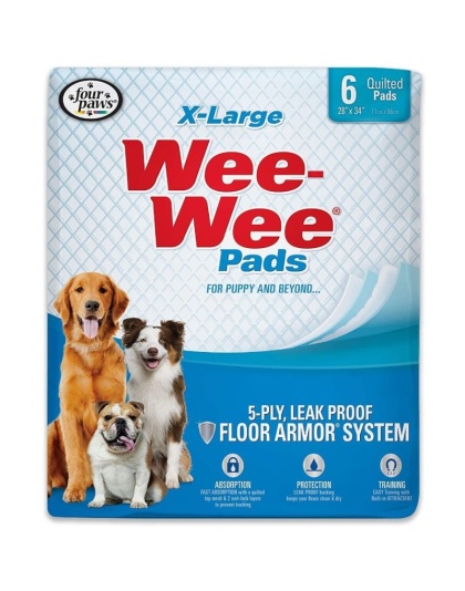 Four Paws X-Large Wee Wee Pads 28" x 34" - 6 count