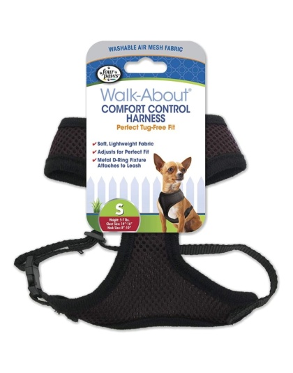 Four Paws Comfort Control Harness - Black - Small - For Dogs 5-7 lbs (14"-16" Chest & 8"-10" Neck)