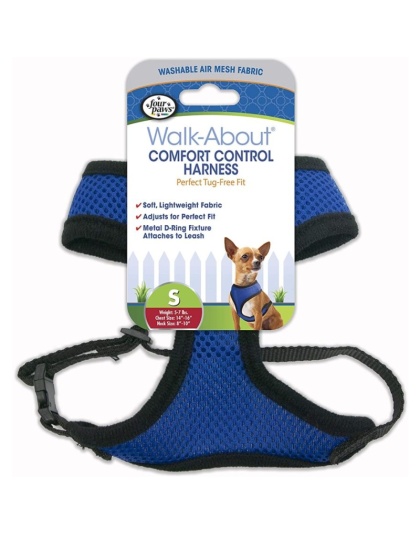 Four Paws Comfort Control Harness - Blue - Small - For Dogs 5-7 lbs (14"-16" Chest & 8"-10" Neck)