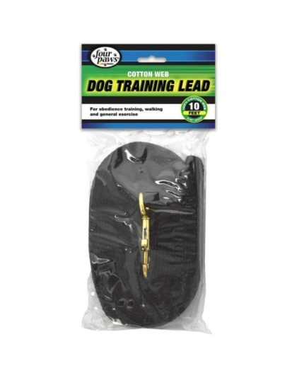Four Paws Cotton Web Dog Training Lead 10' Long x 5/8"W Black - 1 count