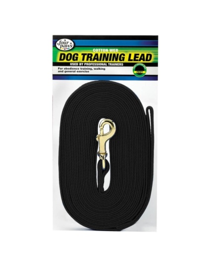 Four Paws Cotton Web Dog Training Lead - Black - 30" Long x 5/8" Wide