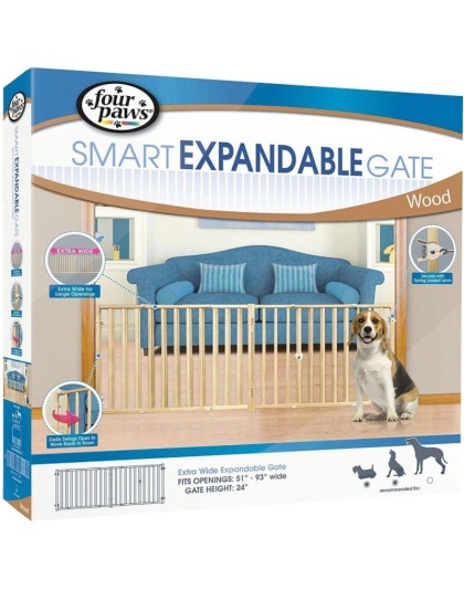 Four Paws Extra Wide Wood Safety Gate - 53"-96" Wide x 24" High