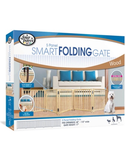 Four Paws Free Standing Gate for Small Pets - 5 Panel (For openings 48"-110" Wide)