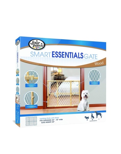 Four Paws Smart Essentials Wood Gate - 26"-42"W x 24"H