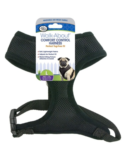 Four Paws Comfort Control Harness - Black - Large - For Dogs 11-18 lbs (19"-23" Chest & 13"-15" Neck)