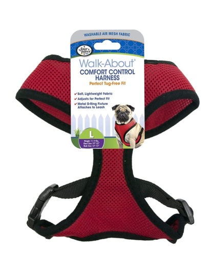 Four Paws Comfort Control Harness - Red - Large - For Dogs 11-18 lbs (19"-23" Chest & 13"-15" Neck)
