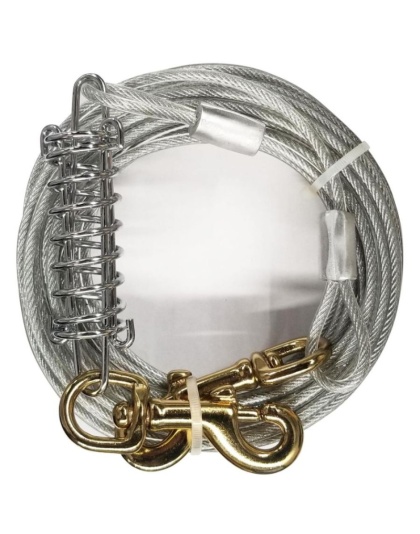 Four Paws Dog Tie Out Cable - Heavy Weight - Black - 30' Long Cable