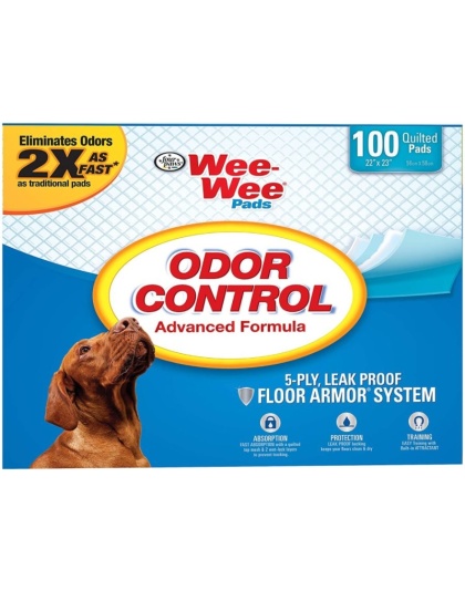 Four Paws Wee Wee Pads - Odor Control - 100 Pack - (22"L x 23"W)