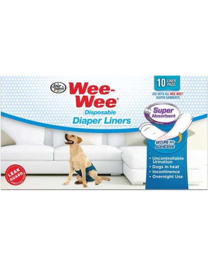 Four Paws Wee Wee Super Absorbent Disposable Diaper Liners - 10 Pack - (Fits All Garment Sizes)