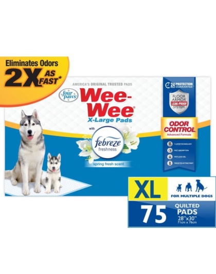 Four Paws Wee Wee Odor Control Pads with Febreze Freshness X-Large - 75 count