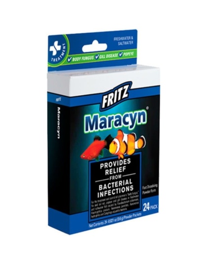 Fritz Maracyn Bacterial Treatment Powder for Freshwater and Saltwater Aquariums - 24 Count