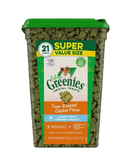 Greenies Feline Natural Dental Treats Oven Roasted Chicken Flavor - 21 oz