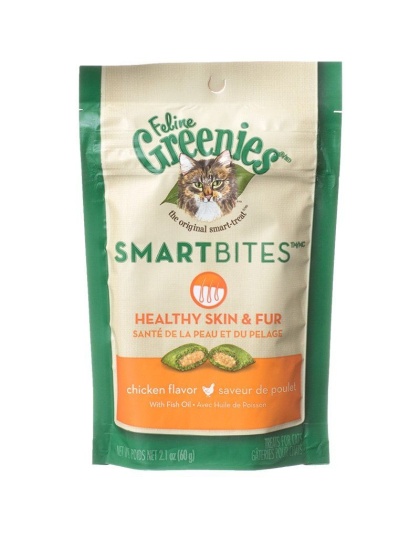 Greenies SmartBites Healthy Skin & Fur Chicken Flavor Cat Treats - 2.1 oz