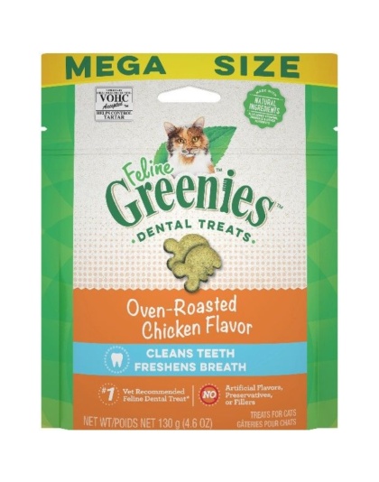 Greenies Feline Natural Dental Treats Oven Roasted Chicken Flavor - 4.6 oz