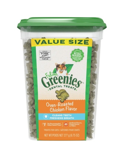 Greenies Feline Natural Dental Treats Oven Roasted Chicken Flavor - 9.75 oz