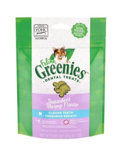Greenies Feline Natural Dental Treats Succulent Shrimp Flavor - 2.1 oz
