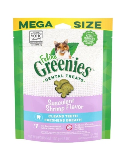 Greenies Feline Natural Dental Treats Succulent Shrimp Flavor - 4.6 oz