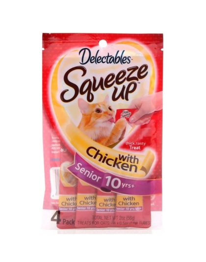 Hartz Delectables Senior Squeeze Up Lickable Cat Treat - Chicken - 4 count
