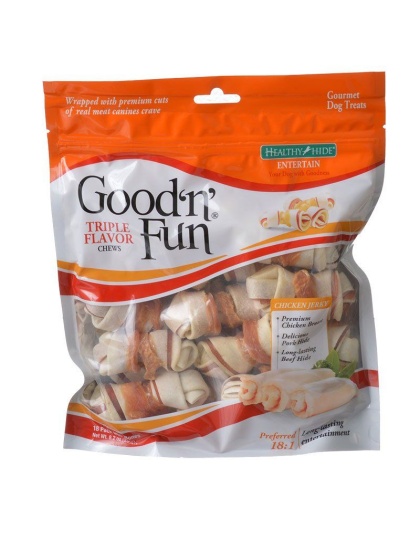 Healthy Hide Good 'n' Fun Triple-Flavor Bones - Beef, Pork & Chicken - Mini - 18 Pack